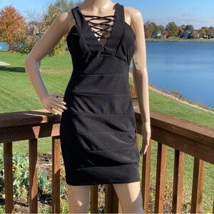 Crystal Doli women’s crisscross lace up bandage bodycon‎ dress size 3